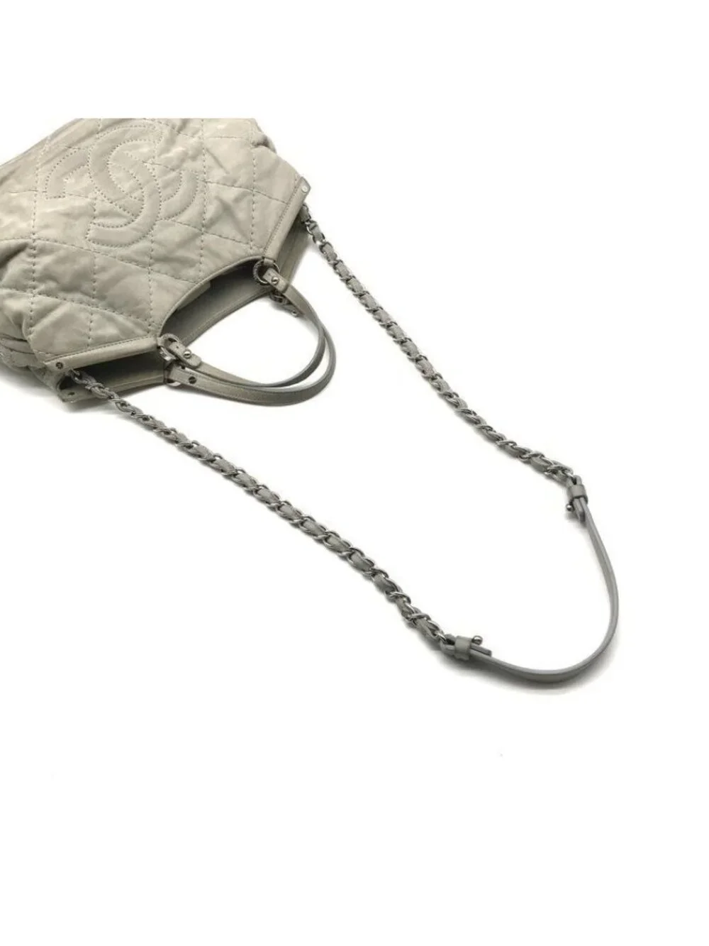 Chanel CC Logo Suede Wild Stitch 2-Way Bag Gray Bag